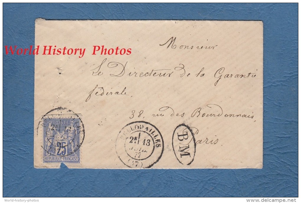 Enveloppe Ancienne - 1877 - Cachet Gare D' Angers Et Cachet De Pellouailles-les-Vignes - BM - 1876-1878 Sage (Type I)