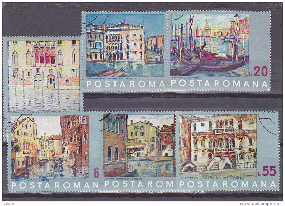 # 174  PAINTING , VENICE, ITALY , 1972, Mi 3053/59 USED STAMPS, FULL SET , ROMANIA - Usado