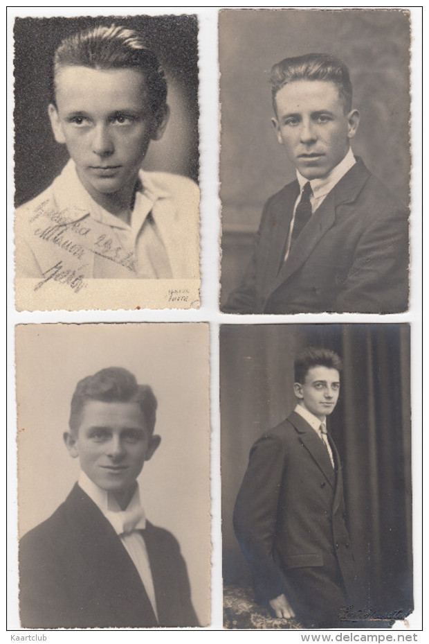 8 OUDE ANSICHTEN : (JONGE)MAN - (JEUNE)HOMME - (YOUNG)MAN - (JUNGER)MANN - PORTRET/PORTRAIT  (4 Scans) - Fotografie