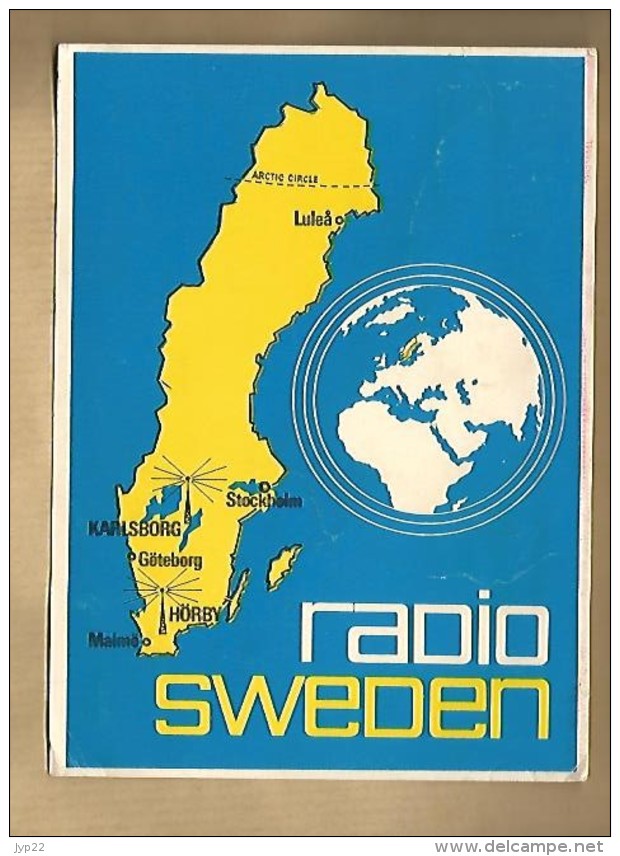 Jolie CP Carte QSL Radio Sweden Suède - Géographique - CAD Stockholm 29-05-1974 Pour J-Y Crocolas Crolas Houilles - Radio