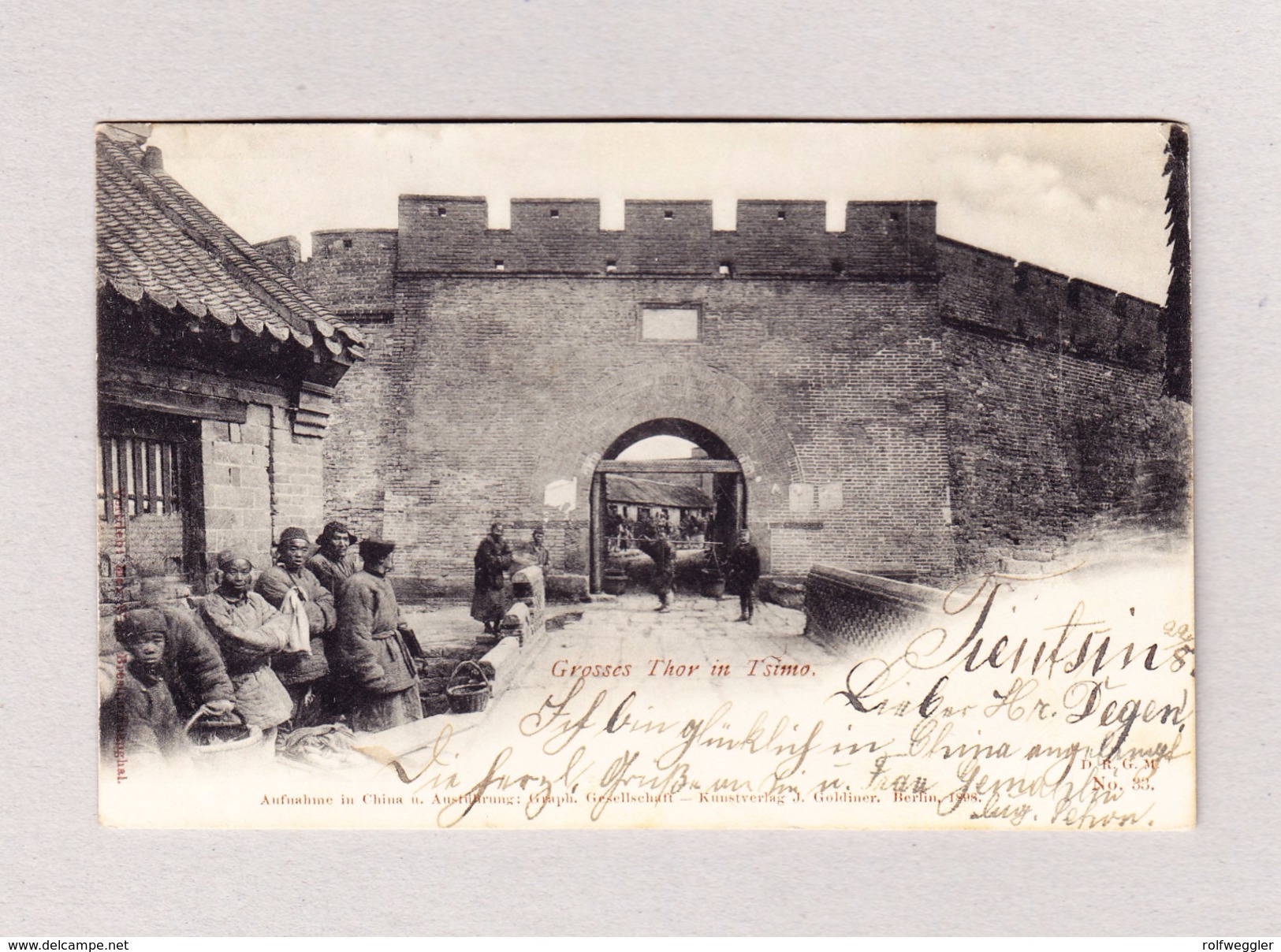 AK CHINA TSIMO Grosses Tor Ges. Tientsin 3.9.1902 Foto Goldiner Berlin - Chine