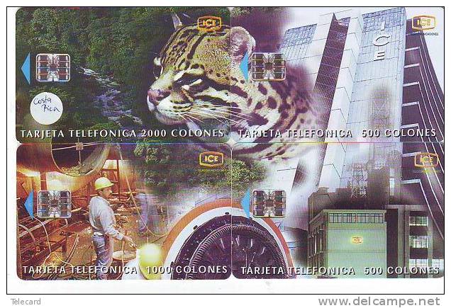 4 Telecartes En Puzzle COSTA RICA (1) LION ANIMAL ANIMAUX - Puzzle