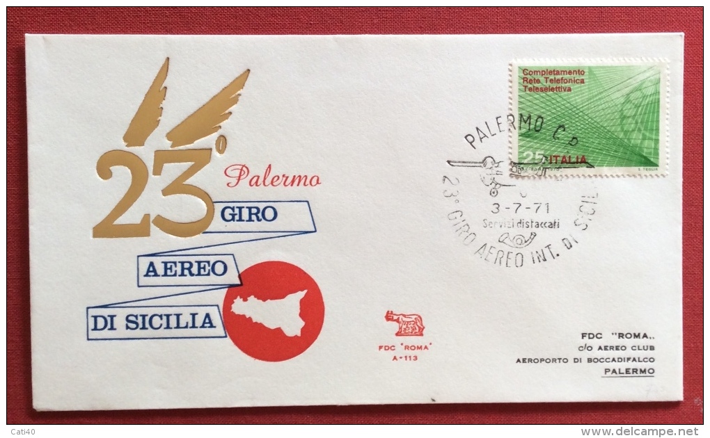 GIRO AEREO DI SICILIA 1971  AEROGRAMMA  CATANIA PALERMO - Aerei
