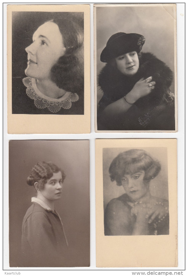 12 OUDE ANSICHTEN : VROUW - FRAU - WOMAN - FEMME - Portret/Portrait -  (6 Scans) - Fotografie