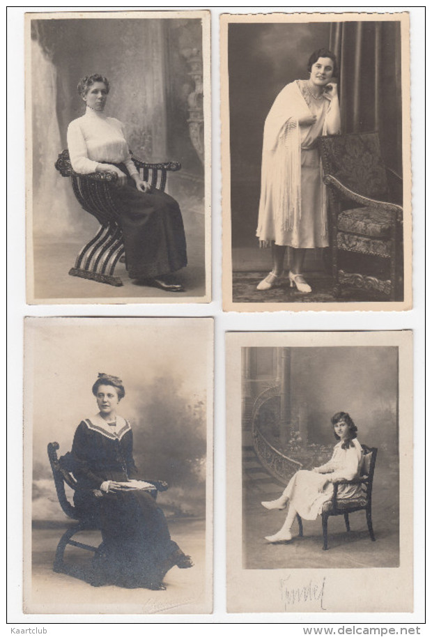 8  OUDE ANSICHTEN : VROUW & STOEL - FRAU & STUHL - WOMAN & CHAIR - FEMME & CHAISE - Solo -  (4 Scans) - Fotografie