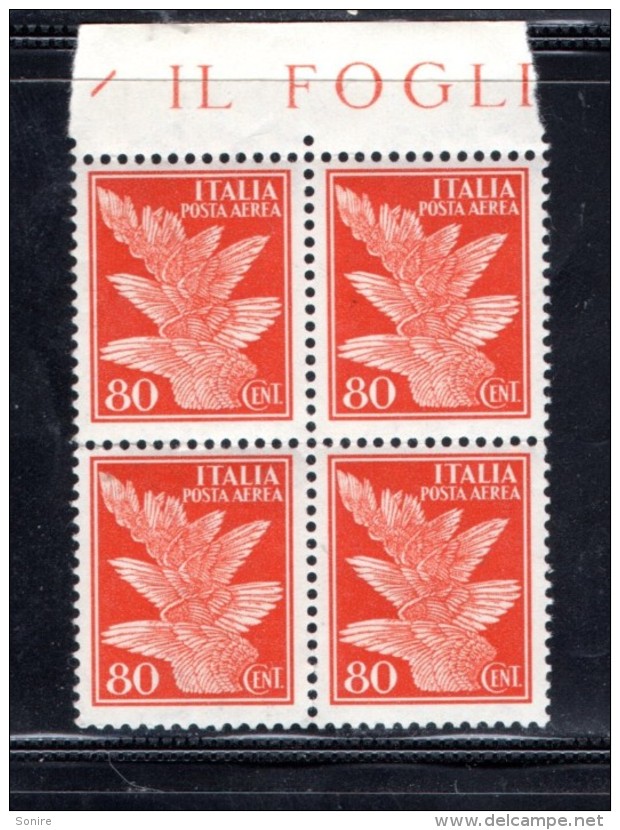 1930-32 - POSTA AEREA 80 CENT IN QUARTINA SOGGETTI ALLEGORICI - NUOVO MNH**F713 - Luftpost