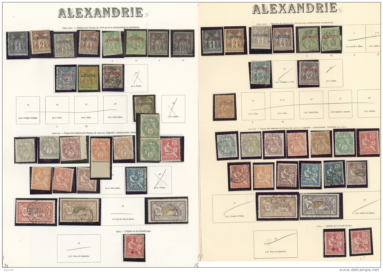 ALEXANDRIE. Collection. 1899-1921 (Poste), Des Valeurs Diverses, Dont Obl Et Doubles. - TB - Other & Unclassified