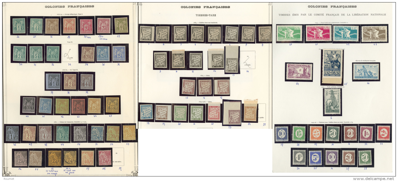 Collection. 1877-1943 (Poste, Taxe), Complète Sauf Poste 33 Et 59, Taxe 14, 25 Et 26. - TB - Other & Unclassified