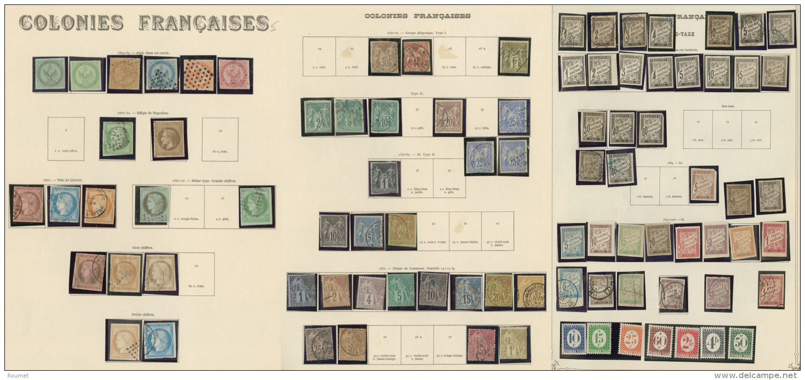 Collection. 1859-1945 (Poste, Taxe), Valeurs Et Obl Diverses, Tous états, Ex * Après 1943 Et TB - Other & Unclassified