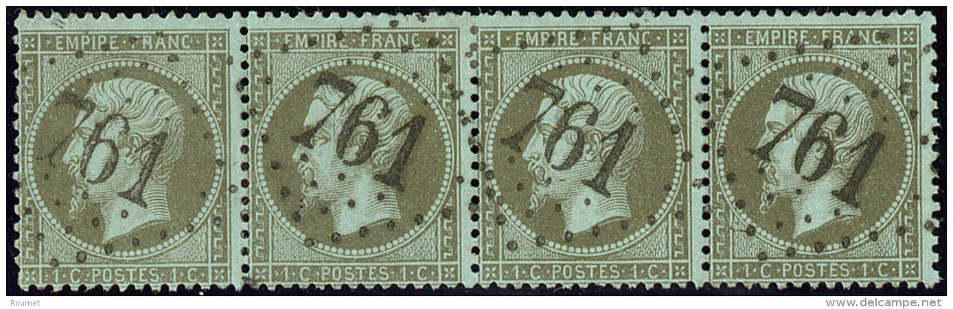 No 19, Bande De Quatre Obl Gc 761. - TB - 1862 Napoleon III