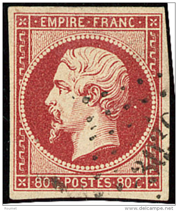 Vermillonné Foncé. No 17Ag, Froissure Dans Un Angle Mais Belle Nuance. - TB - 1853-1860 Napoleon III