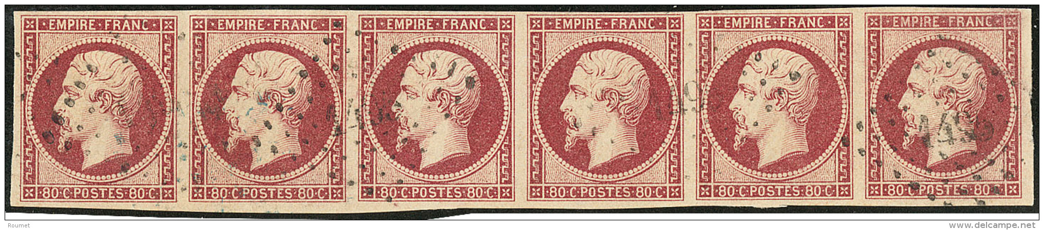 No 17A, Bande De Six Obl Pc 1495, Jolie Pièce. - TB - 1853-1860 Napoleon III