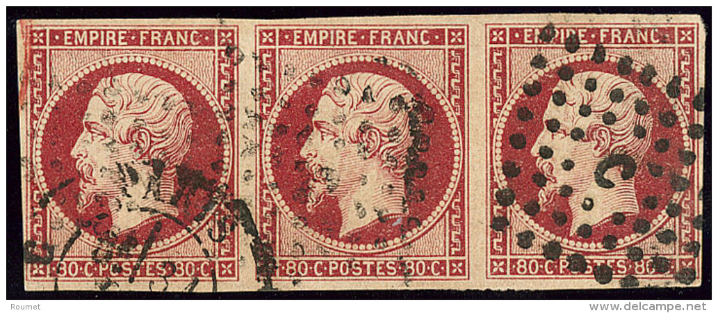 No 17A, Bande De Trois Obl Losange "C". - TB - 1853-1860 Napoleon III