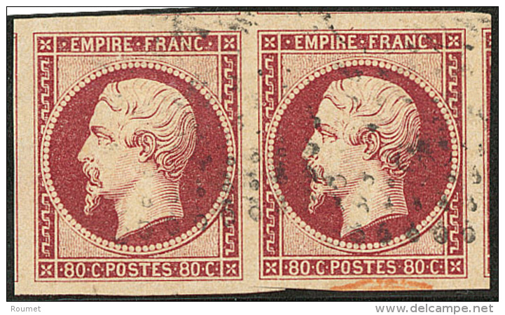 No 17A, Paire Horizontale, Quatre Voisins, Jolie Pièce. - TB - 1853-1860 Napoleon III