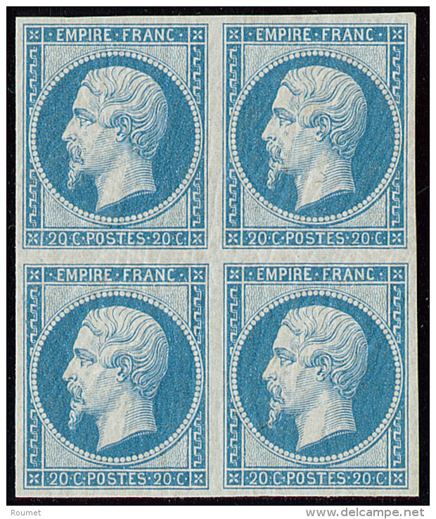 No 14II, Bleu, Bloc De Quatre (un Ex *), Superbe. - R - 1853-1860 Napoleone III