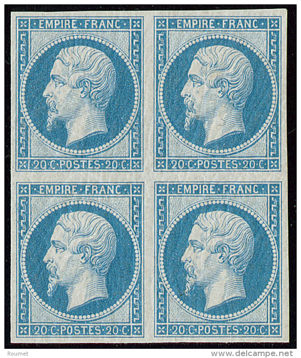 No 14II, Bleu, Bloc De Quatre (un Ex *), Superbe. - R - 1853-1860 Napoleon III