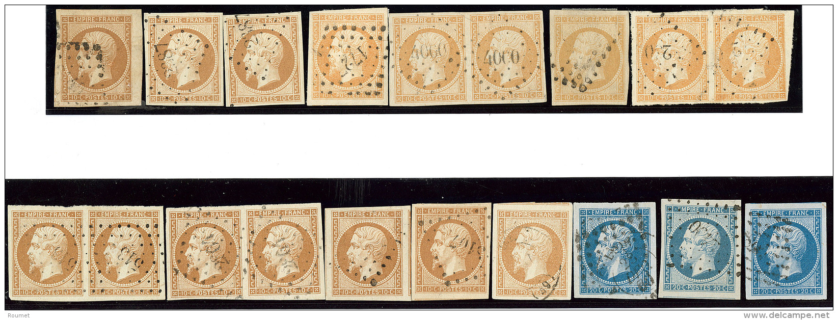 Nos 13I(11), 13II(5), 14I(2), 14II, 3 Paires Horizontales, Nuances Et Obl Diverses. - TB - 1853-1860 Napoleon III