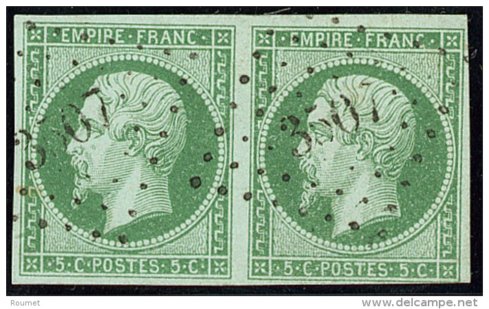 No 12, Paire Horizontale Obl Pc 3507, Nuance Foncée, Jolie Pièce. - TB - 1853-1860 Napoleon III