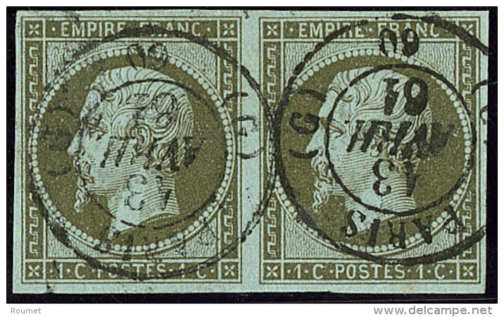 No 11, Paire Horizontale Obl Cad De Avril 61. - TB - 1853-1860 Napoleon III