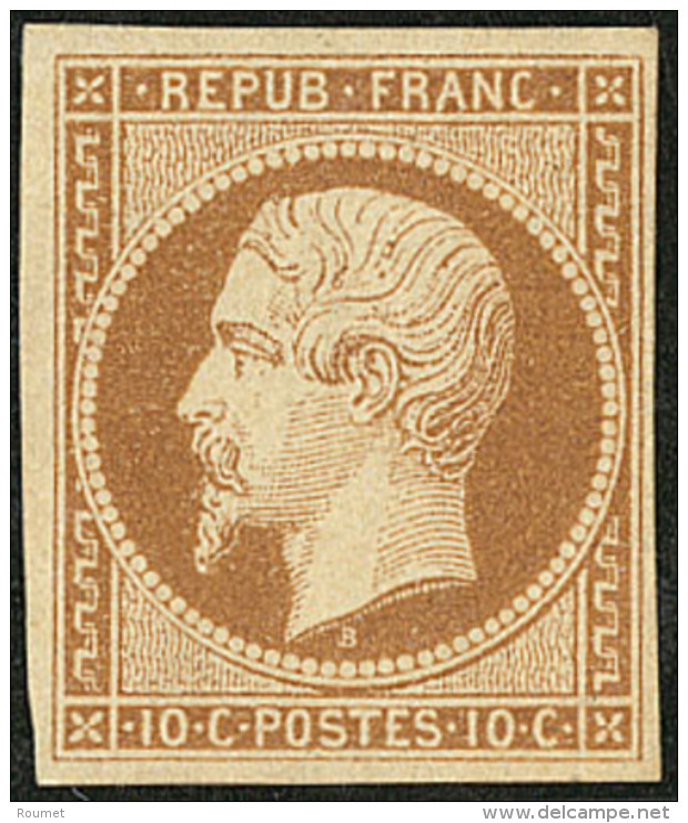 No 9c, Bistre-brun, Gomme Légèrement Diminuée Mais Fraîcheur Exceptionnelle Et Très Jo - 1852 Louis-Napoleon