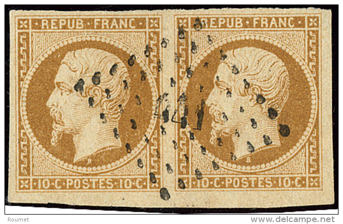 No 9, Nuance Soutenue, Paire Horizontale Obl Pc 441, Petit Bdf, Jolie Pièce. - TB - 1852 Louis-Napoleon