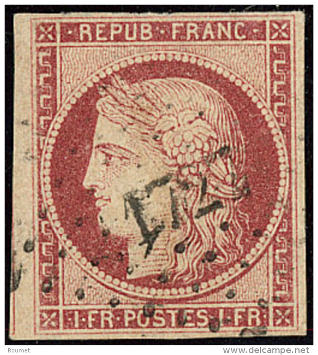 No 6c, Un Voisin, Obl Pc 1727, Léger Pelurage, TB D'aspect - 1849-1850 Ceres