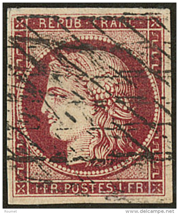 No 6, Carmin Très Foncé, Superbe Nuance, Obl Grille Sans Fin, Superbe. - R - 1849-1850 Ceres