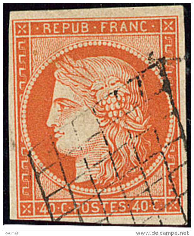 No 5c, Orange Foncé, Obl Grille. - TB - 1849-1850 Ceres