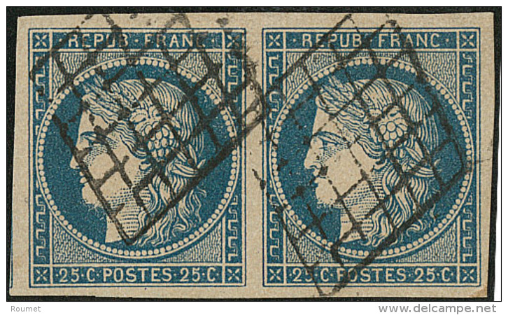 No 4, Paire Horizontale, Un Voisin, Nuance Foncée, Pièce Choisie. - TB - 1849-1850 Ceres