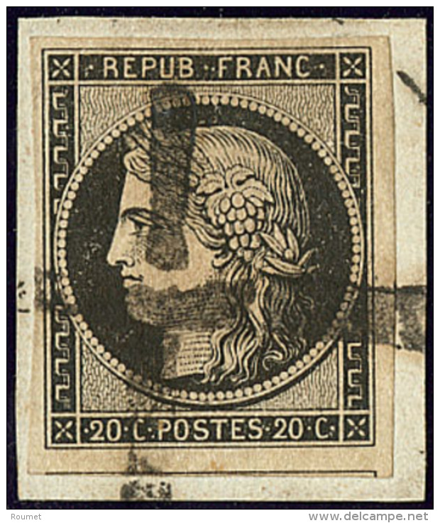 Oblitérations De Janvier 1849. Croix épaisse De Troyes Sur N°3, Sur Petit Fragment, Jolie Pièce - 1849-1850 Ceres