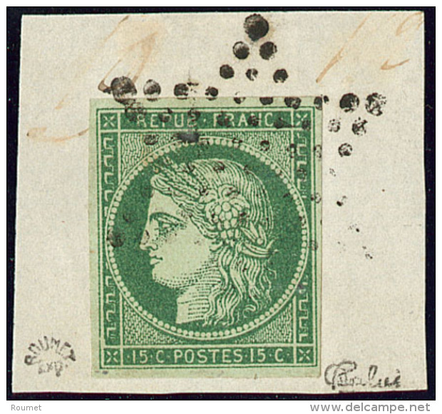 No 2, Nuance Foncée, Obl étoile Sur Petit Fragment, Jolie Pièce. - TB. - R - 1849-1850 Ceres