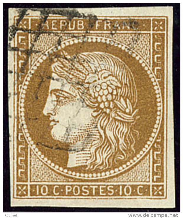 No 1d, Bistre Verdâtre Foncé, Obl Grille, Belle Nuance, Jolie Pièce. - TB - 1849-1850 Cérès