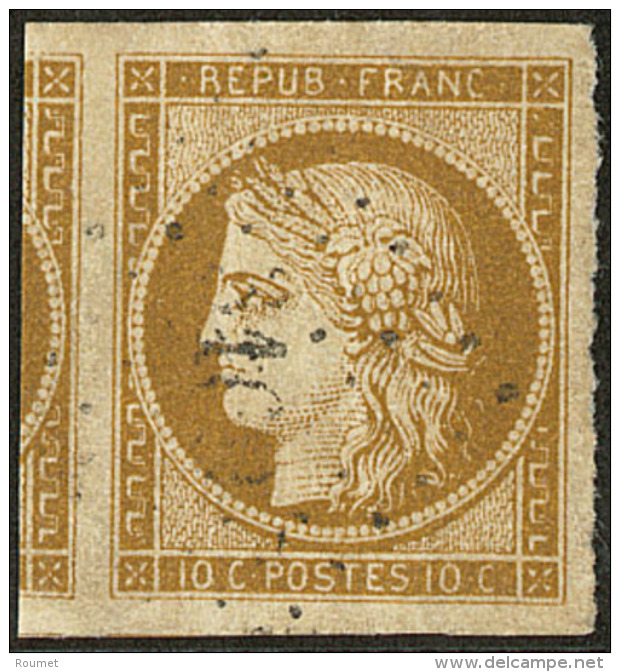 No 1c, Bistre Verdâtre, Trois Voisins, Obl Pc, Superbe - 1849-1850 Ceres