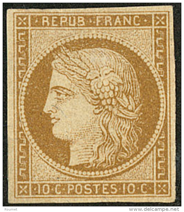 No 1, Bistre-jaune, Nuance Foncée, Fortes Charnières Mais Très Frais Et TB. - R - 1849-1850 Ceres