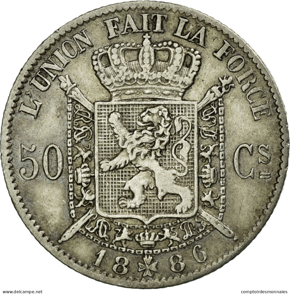 Monnaie, Belgique, Leopold II, 50 Centimes, 1886, TTB, Argent, KM:27 - 50 Centimes