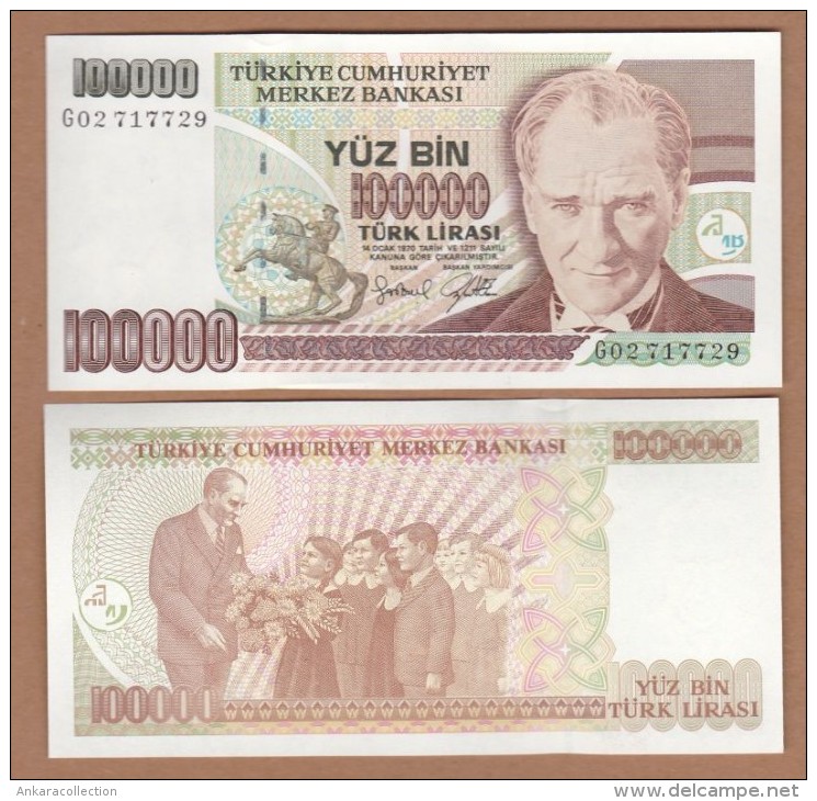 AC - TURKEY- 7TH EMISSION 100 000 TL F 68 8888 86 UNCIRCULATED - Turkije