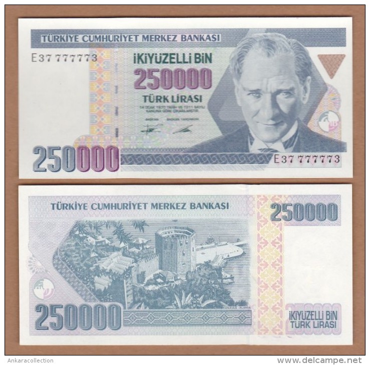 AC - TURKEY- 7TH EMISSION 250 000 TL E 37 7777 73 UNCIRCULATED - Turquie