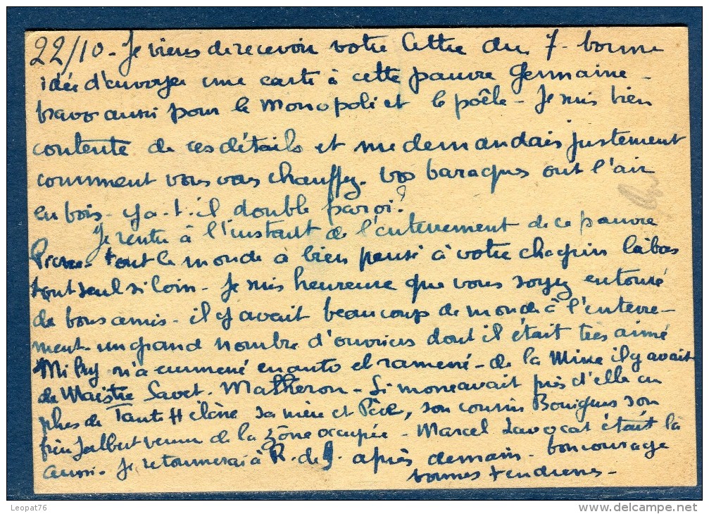 France - Carte En Franchise Pour Un Camp De Prisonnier En  Allemagne En 1940  Voir 2 Scans - Réf. S 113 - Guerre De 1939-45