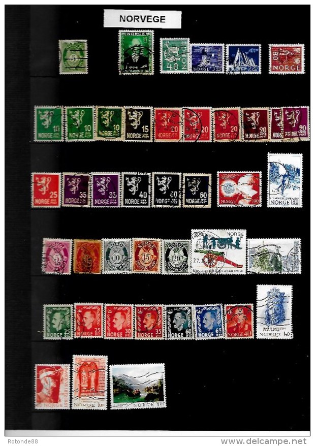 NORVEGE. Sur Feuilles 117 Timbres Oblitérés,varies - Collections