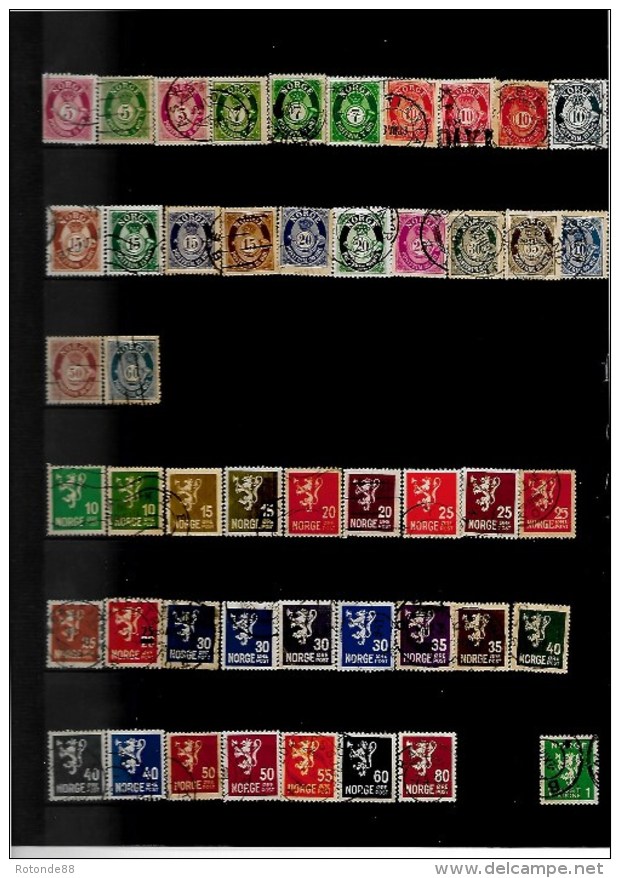 NORVEGE. Sur Feuilles 117 Timbres Oblitérés,varies - Collections