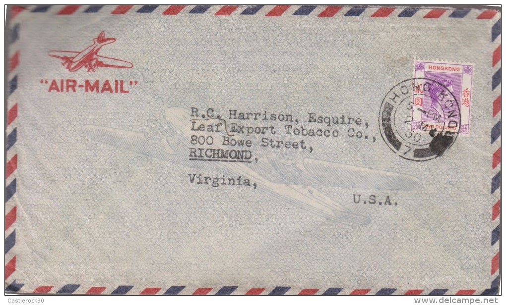 B)1945 HONG KONG, ROYAL, ROYALTY, KING GEORGE VI, SC 164A A16, AIRMAIL, CIRCULATED COVER FROM HONG KONG TO USA, XF - 1941-45 Japanse Bezetting