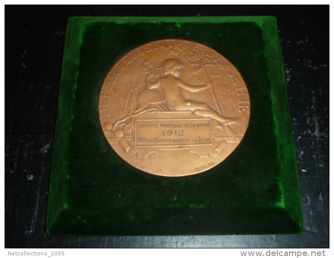 SUPERBE MEDAILLE - DANS SON ECRIN MURAL " DEPARTEMENT DE LA SEINE " SOCIETE NAUTIQUE DE LA SEINE 1912 - Maritime Dekoration