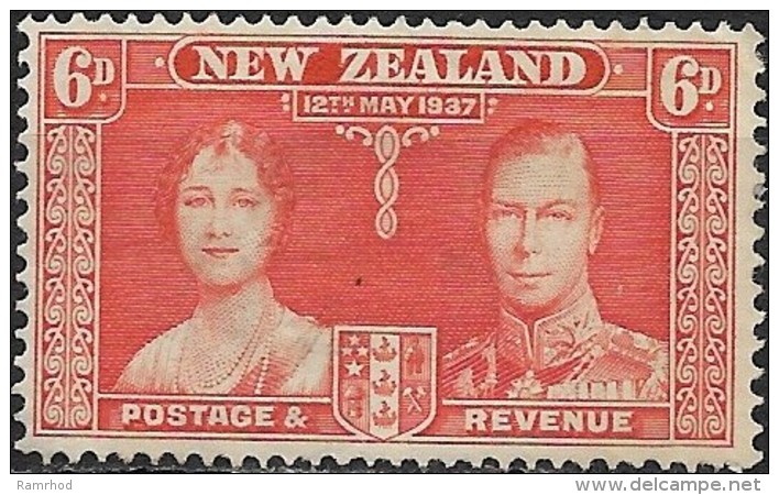 NEW ZEALAND 1937 Coronation - 6d King George VI And Queen Elizabeth MNG - Unused Stamps