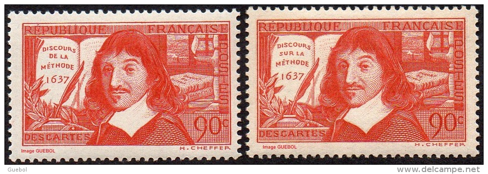 France N°  341 Et 342 ** Célébrités - Descartes - De La Méthode Et Sur La Méthode - Unused Stamps