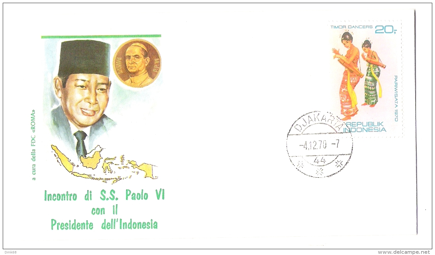 INDONESIA  - FIRST DAY COVER - POPE PAUL VI &amp;  PRESIDENT OF INDONESIA - 1970 - Indonesia