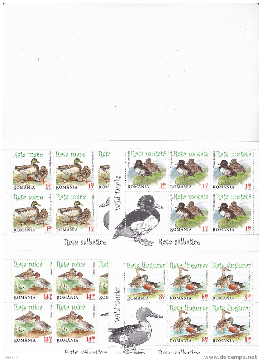# T 120  DUCKS, ANIMALS, 2014, MNH** , MINISHEET, ROMANIA - Unused Stamps
