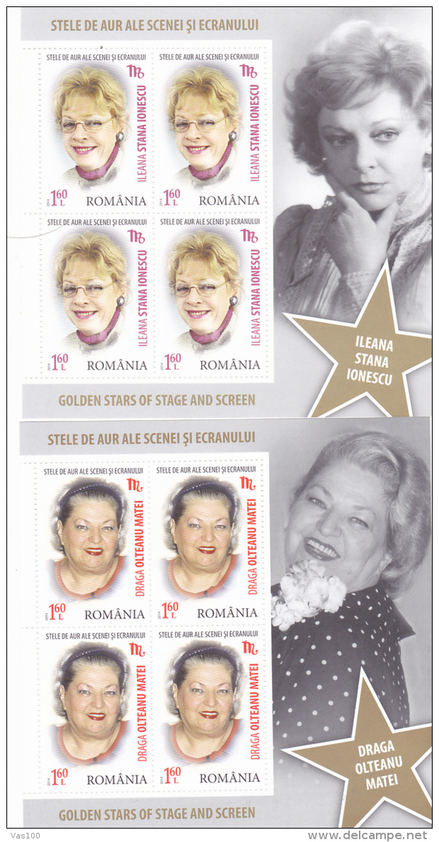 # T 120  ACTORS, ROMANIAN CINEMA, 2014, MNH** , MINISHEET, ROMANIA - Unused Stamps