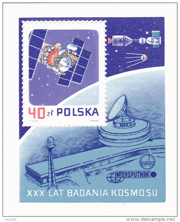 # 175 SPACE, SATELITE,INTERSPUTNIK, 1987, SINGLE STAMP, POLAND - Europe