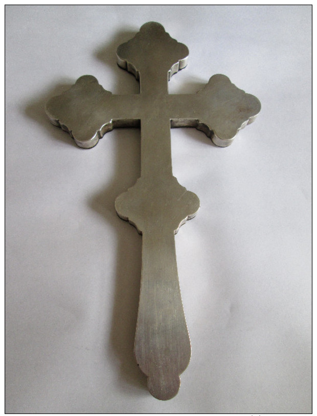 SILVER WITH ENAMEL ORTHODOX CROSS,WEIGHT=373 GR.SIZE=280 X 165 X 7 MM