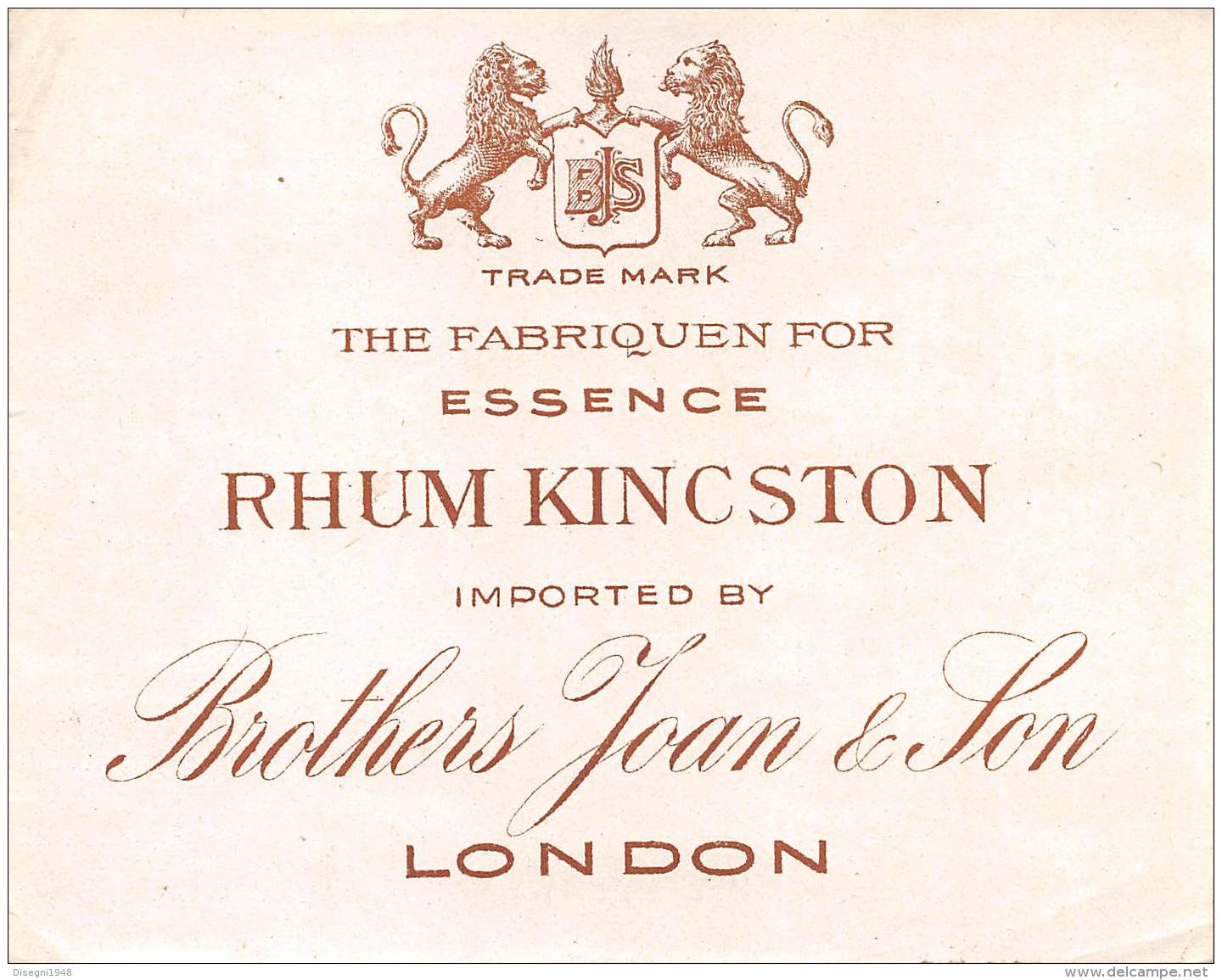 06291  "RHUM KIN(C)STON IMPORTED BY  BROTHERS JOAN &amp; SON LONDON" ETICH. ORIG. - ORIG. LABEL - Rhum